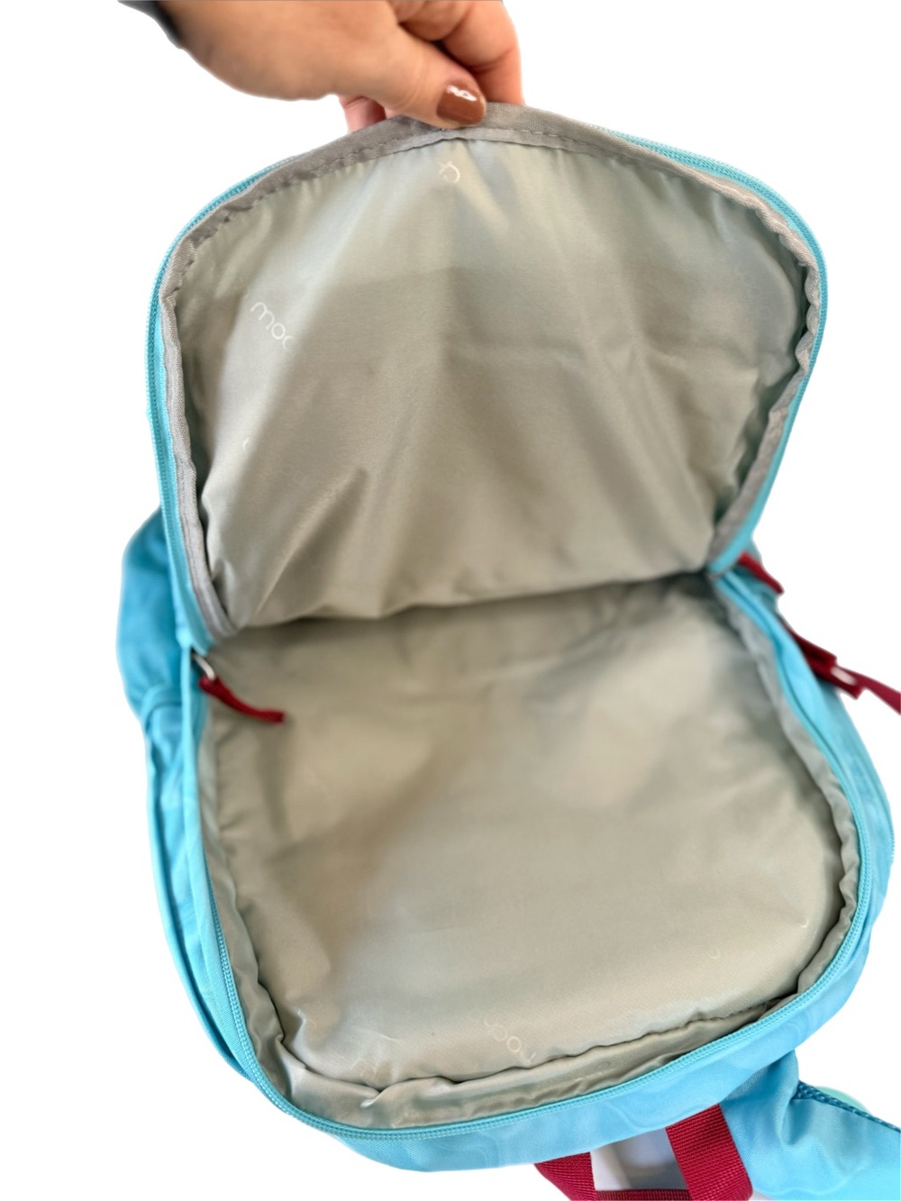 Choco Mocha Light Blue Women's Everyday Backpack with Red Accents NWT - Picture 7 of 9